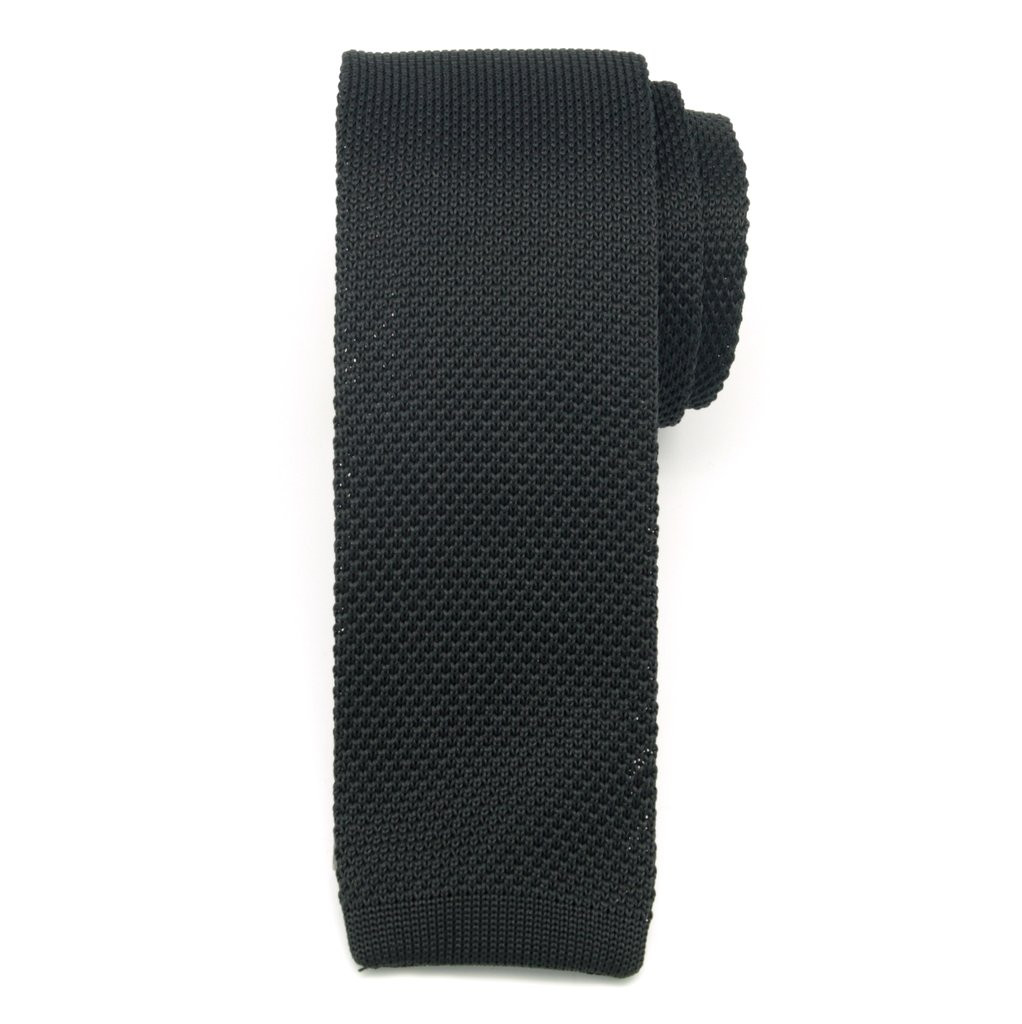 Czarny wąski krawat tkany