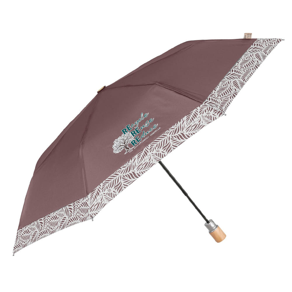Brązowy parasol Perletti z wzorzystą obwódką