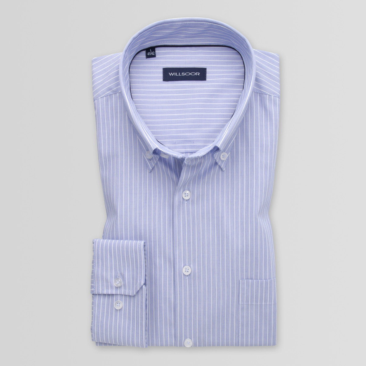 Jasnobłękitna klasyczna koszula w paski i prążki
