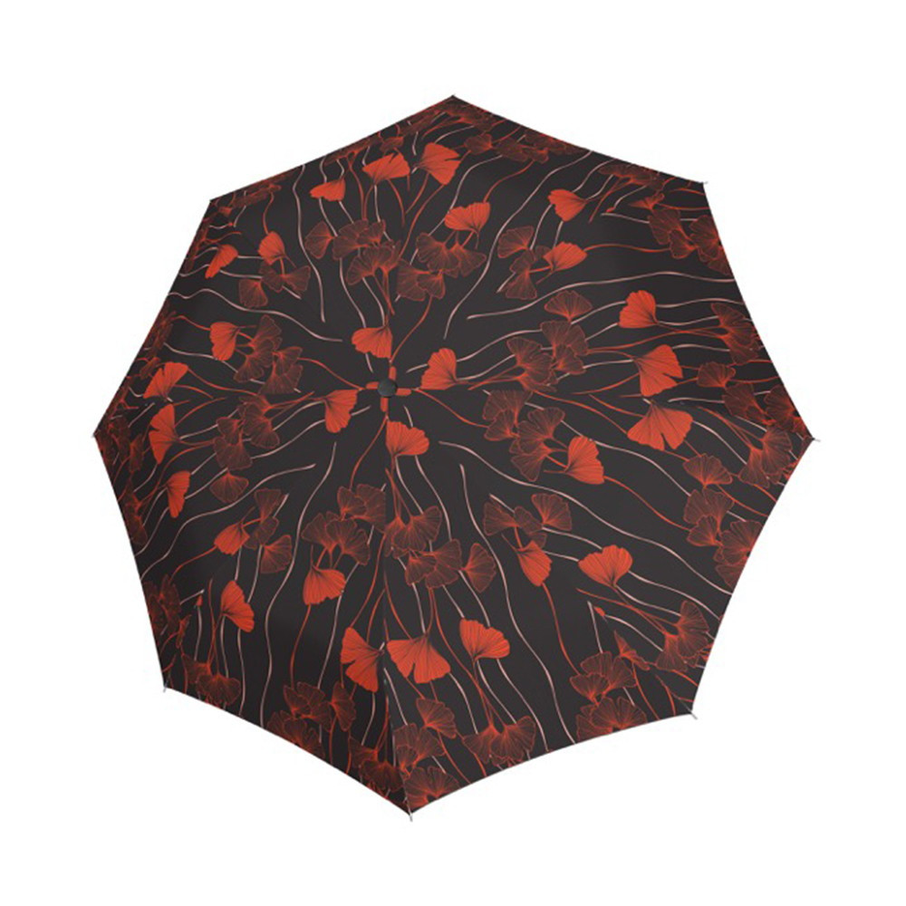 Czarny parasol damski marki Doppler w czerwone kwiaty