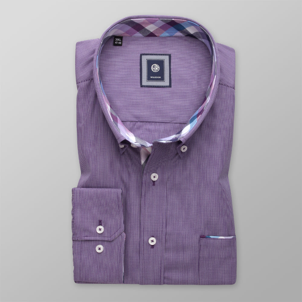 Fioletowa klasyczna koszula z kontrastami