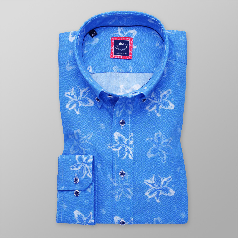 Niebieska taliowana koszula