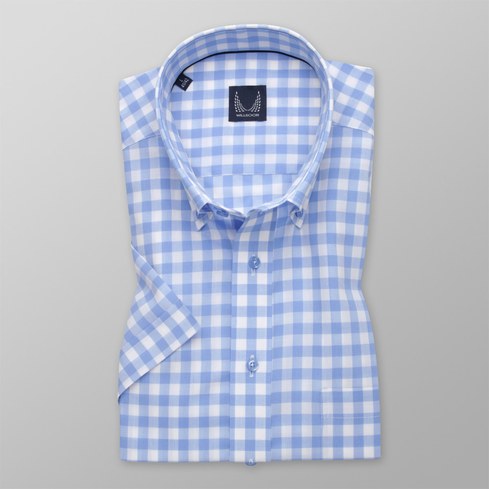 Taliowana koszula w błękitno-białą kratę vichy