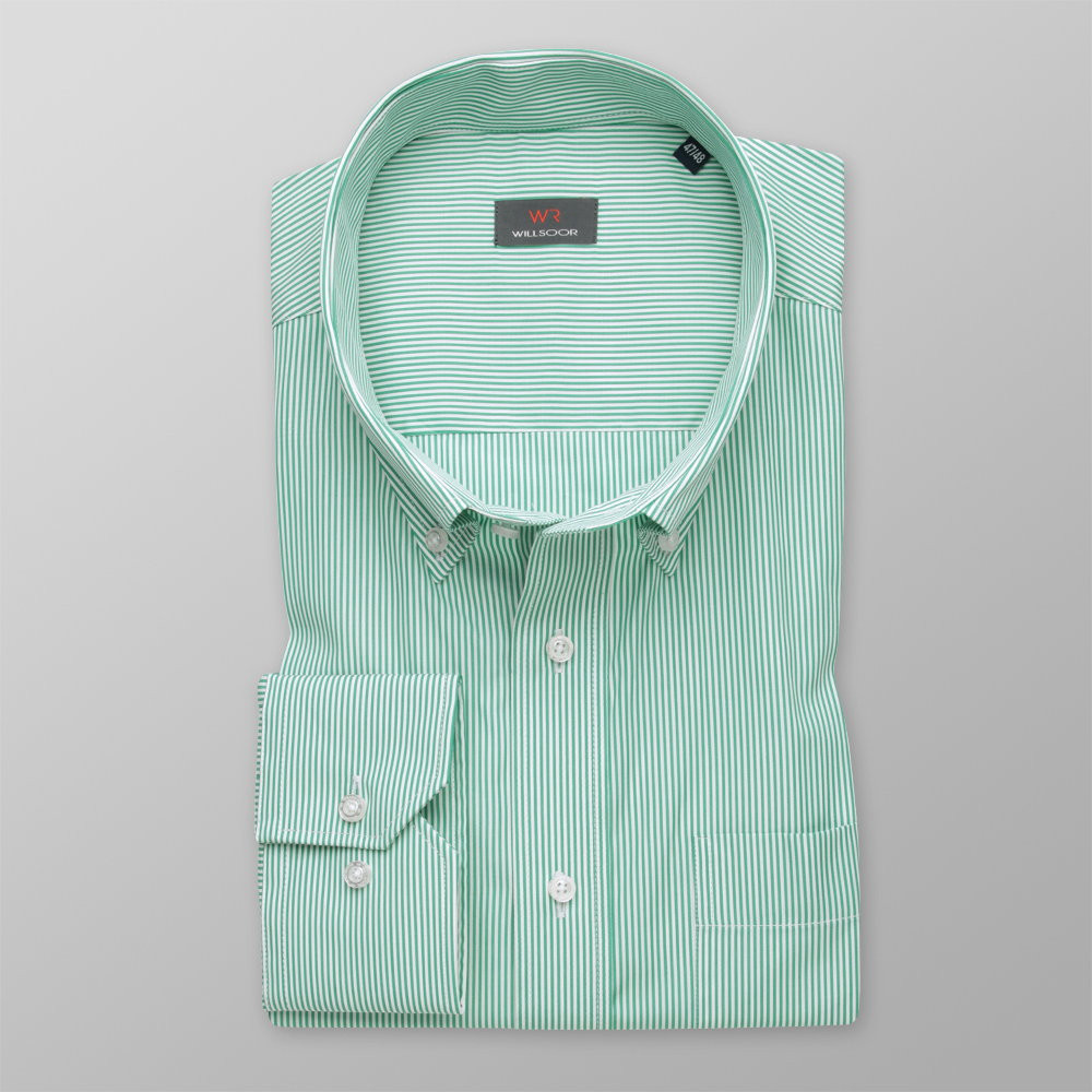 Zielona klasyczna koszula w paski
