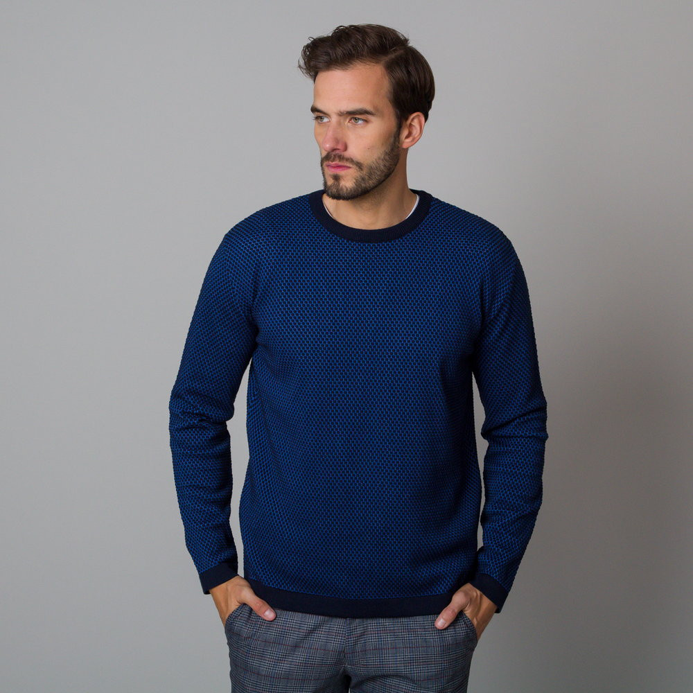 Granatowy sweter w drobny wzór