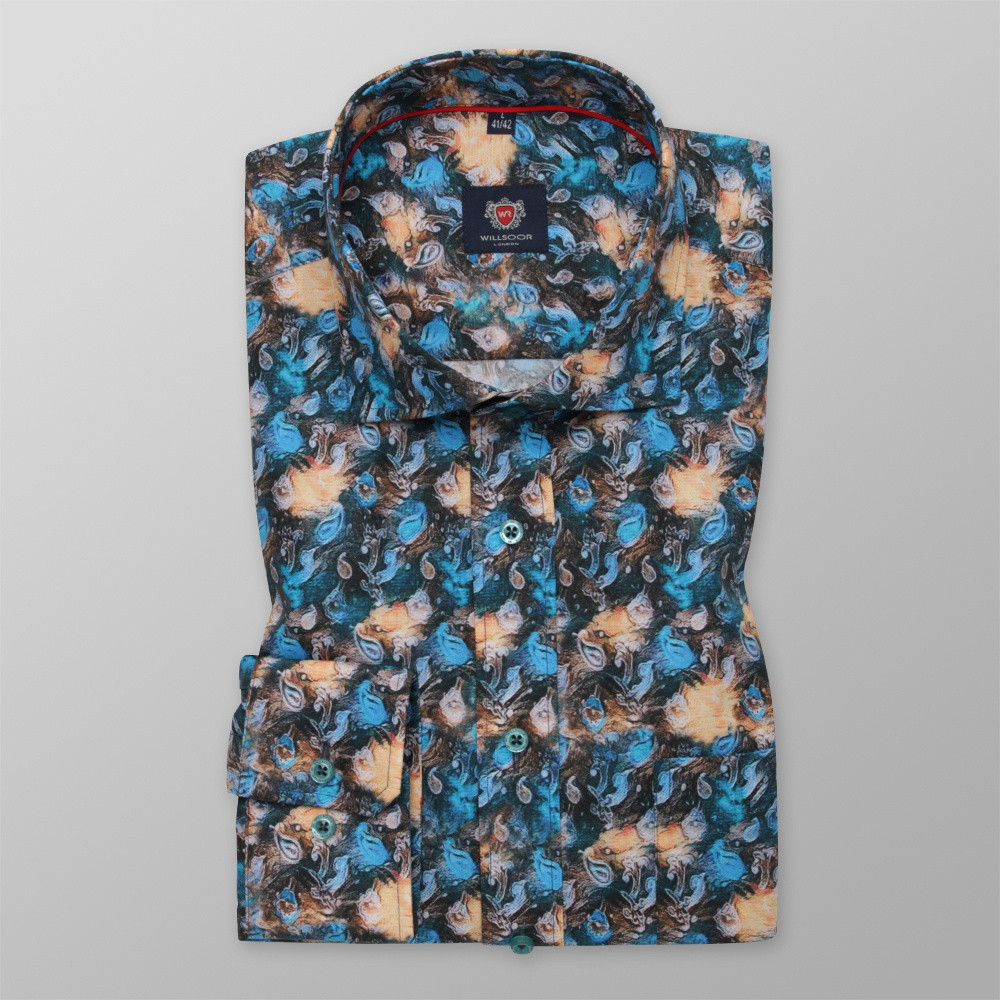 Kolorowa taliowana koszula w kwieciste wzory
