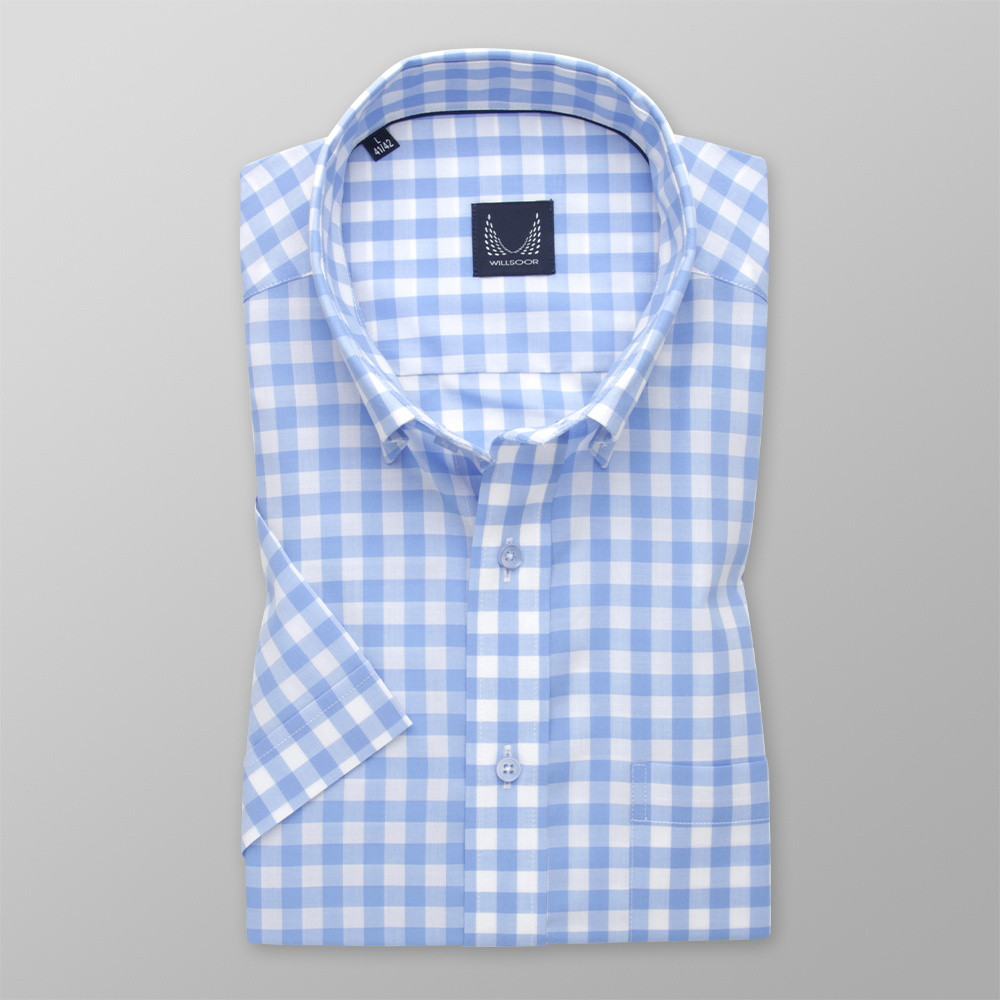 Klasyczna koszula w błękitno-białą kratę