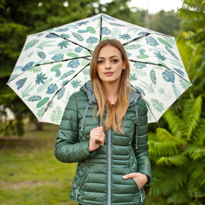 Beżowy parasol Perletti w zielone liście