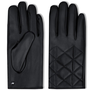 Czarne rękawiczki damskie z ekoskóry 