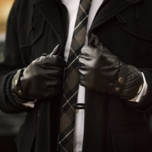 Czarne rękawiczki męskie ze skóry naturalnej