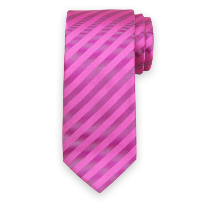Różowy krawat w pasy