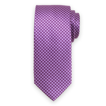 Krawat w fioletowo-różową kurzą stopkę