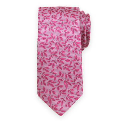 Różowy krawat w fuksjowe liście