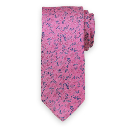 Różowy krawat w kolorowe kwiaty