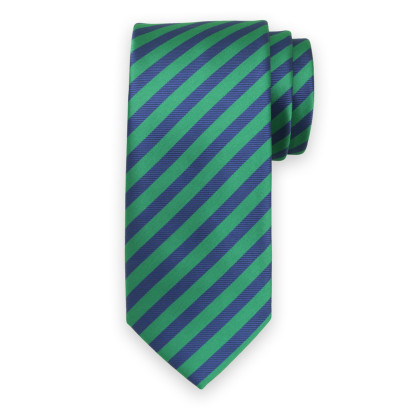 Krawat w granatowe i zielone pasy