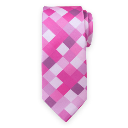 Różowy krawat w pikselowy wzór 