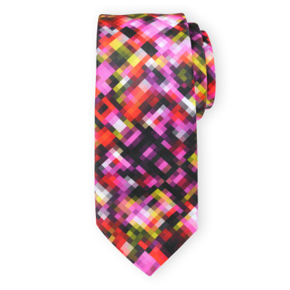 Krawat w kolorowy pikselowy wzór 