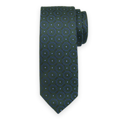 Granatowo-zielony krawat we wzory