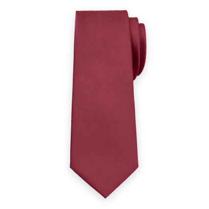 Klasyczny bordowy krawat o gładkiej fakturze