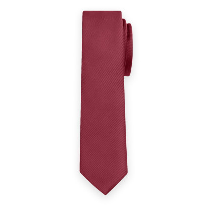 Wąski bordowy krawat w prążek