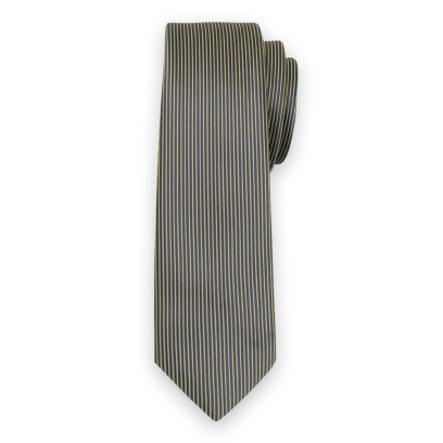Wąski granatowy krawat w prążki