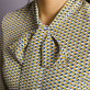 Żółto-granatowa bluzka z kokardą