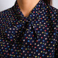 Granatowa bluzka w kolorowe groszki z kokardą