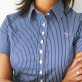 Niebieska bluzka w paski z krótkim rękawem