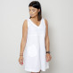 Krótka biała sukienka lniana