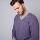 Fioletowo-szary sweter w drobną kratkę