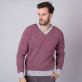 Bordowo-szary sweter w drobną kratkę
