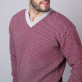 Bordowo-szary sweter w drobną kratkę