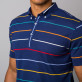 Granatowa koszulka polo w kolorowe paski