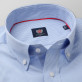 Błękitna taliowana koszula w białe prążki