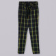Granatowe spodnie wiązane w zielona kratkę