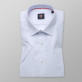 Biała taliowana koszula w błękitny prążek