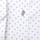 Biała taliowana koszula w granatowe łezki