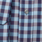 Granatowo-niebieska taliowana koszula w kratę