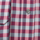Rożowo-szara taliowana koszula w kratę