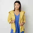 Musztardowa kurtka lniana oversize z kapturem