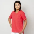 Koralowa bluzka lniana oversize
