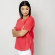 Koralowa bluzka lniana oversize