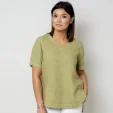 Oliwkowa bluzka lniana oversize