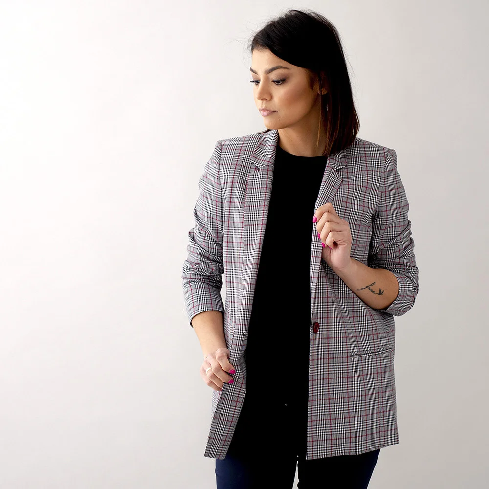 Marynarka damska oversize w kratkę