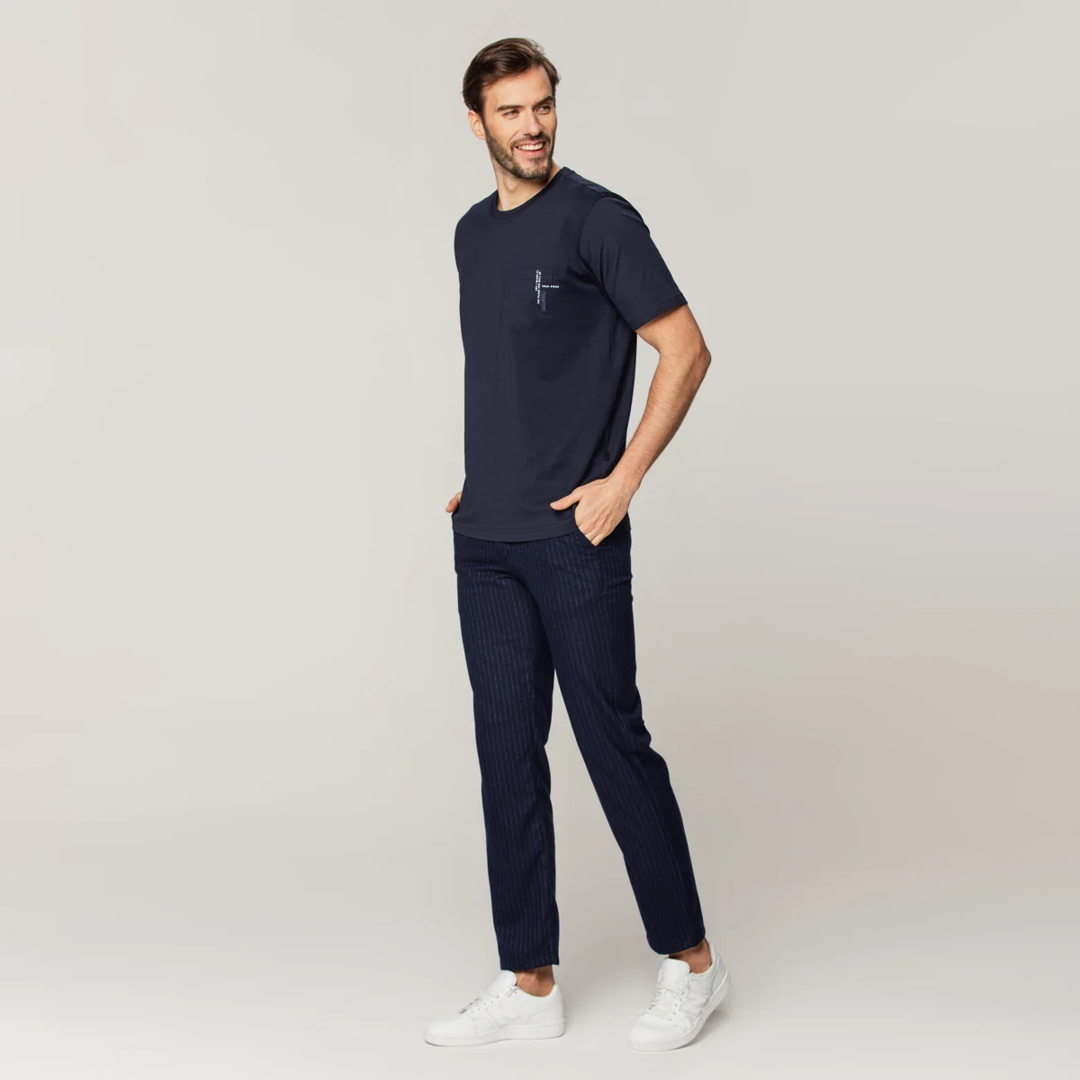 Granatowy t-shirt męski Casa Moda