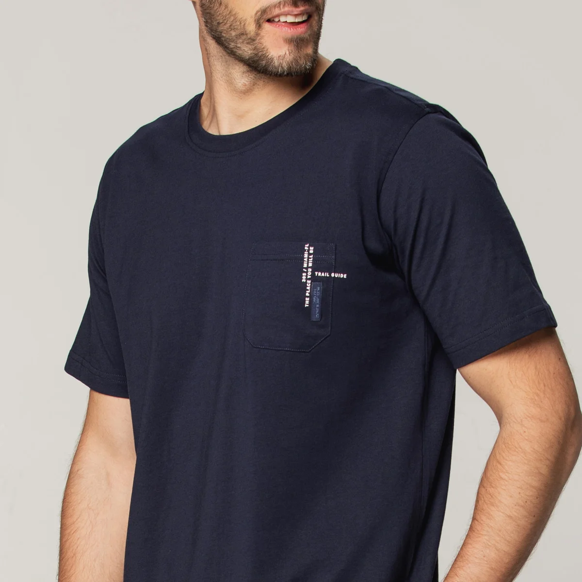 Granatowy t-shirt męski Casa Moda