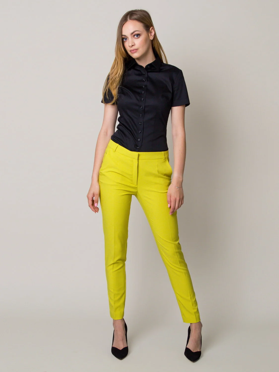 Limonkowe spodnie garniturowe