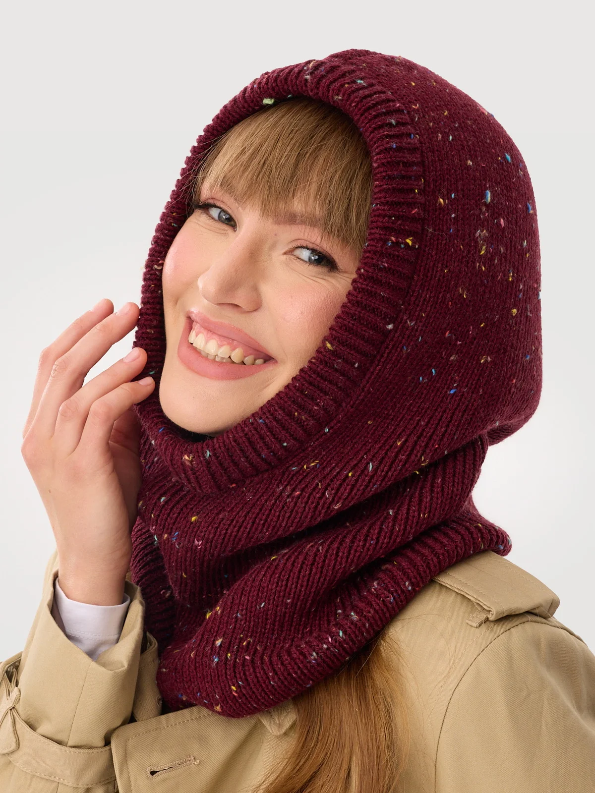 Kaptur Sabfil Balaclava Robin bordowy z nopkami