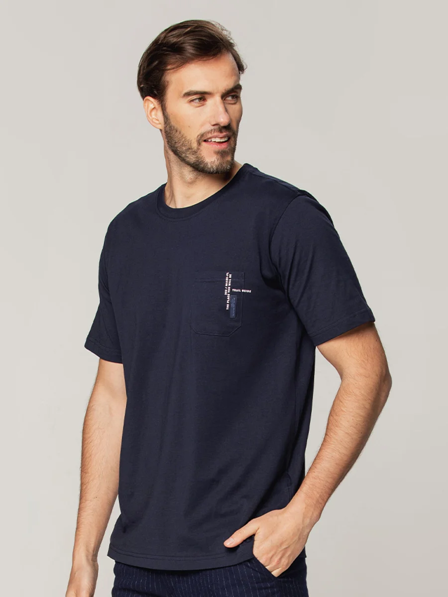 Granatowy t-shirt męski Casa Moda