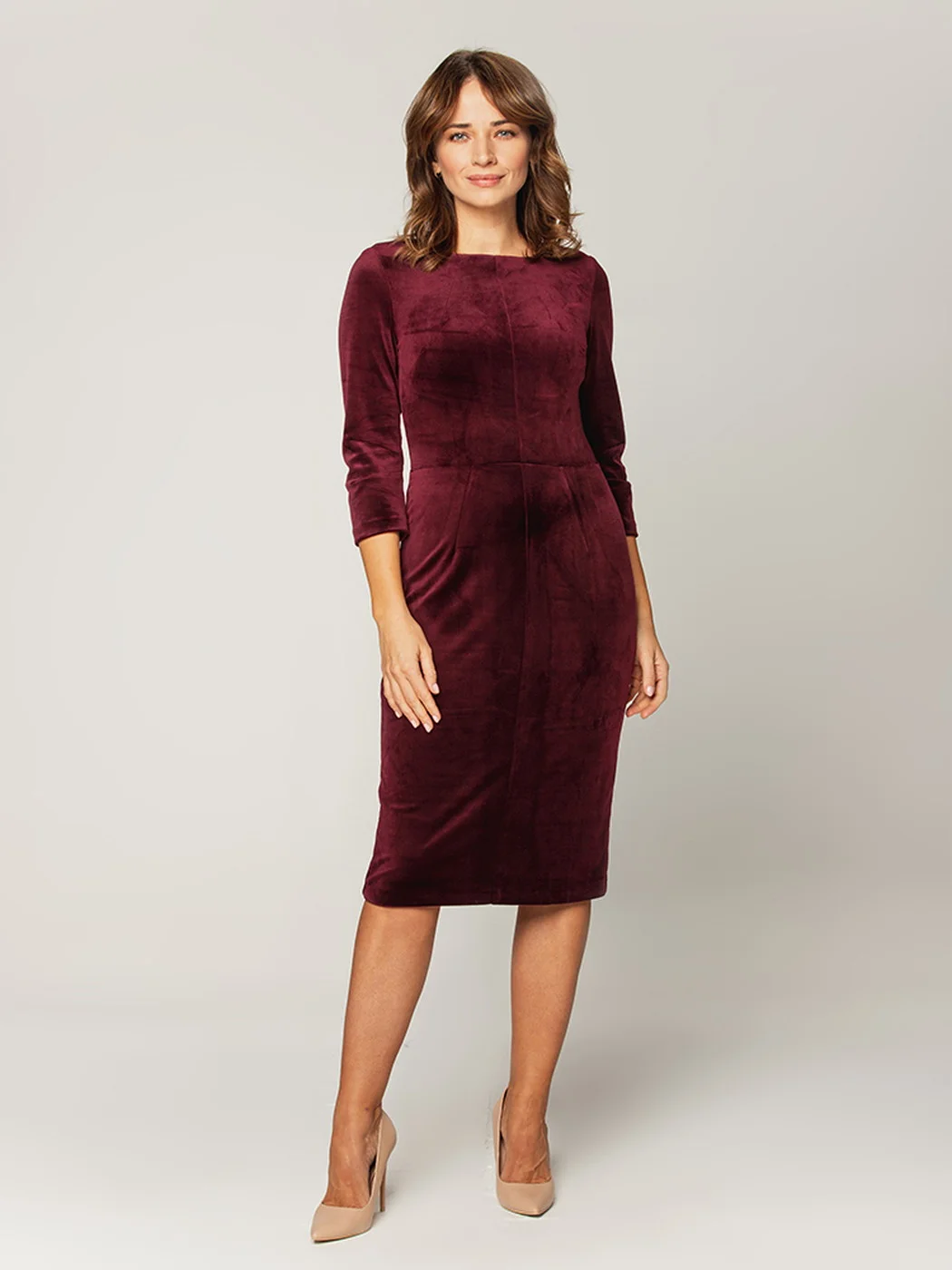 Elegancka bordowa sukienka